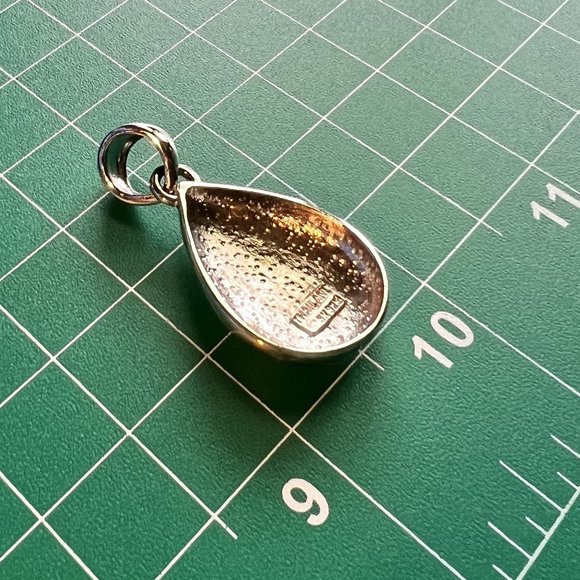 New Genuine Sterling Silver Pear Shape Hammer Pendant Leather Necklace Gift Box - Picture 3 of 6